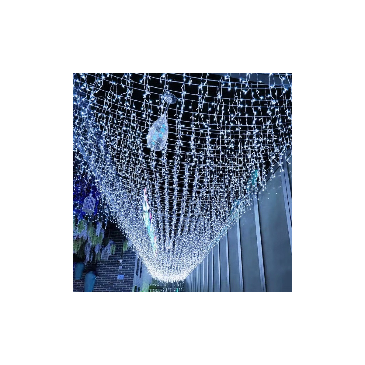 Függesztett fényfüzér – jégcsapok 200 LED – hideg fehér