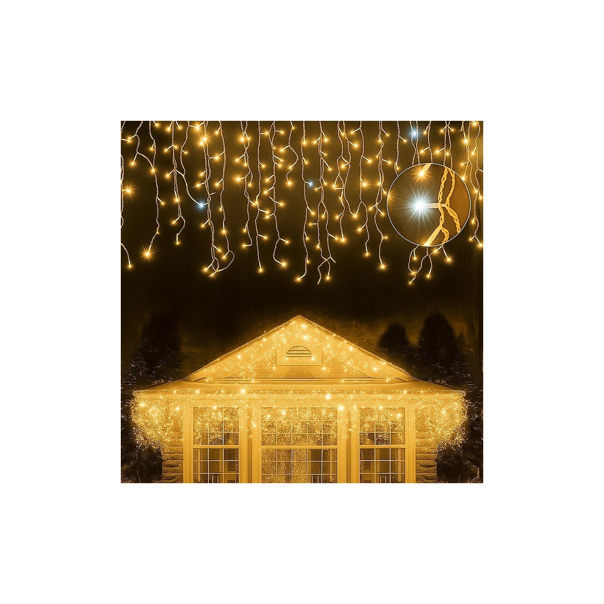 Világító jégcsapok, 300 LED, meleg fehér