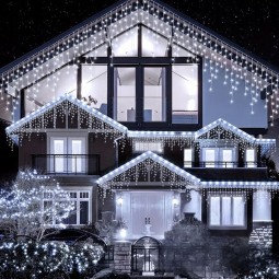 Függő fényfüzér – 300 LED jégcsapok – hideg fehér