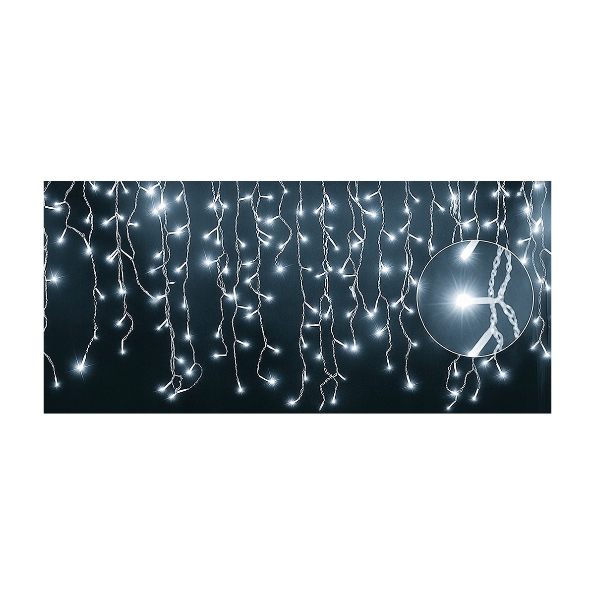 Függő fényfüzér, 500 LED jégcsapok, hideg fehér