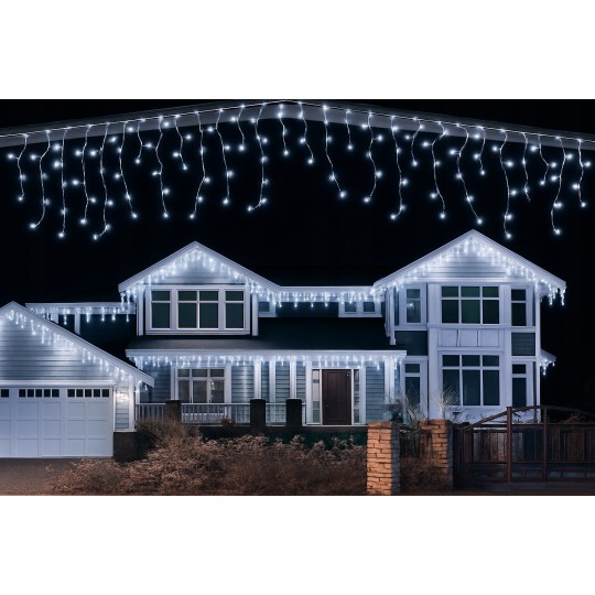 Függő fényfüzér, jégcsapok, 1000 LED, hideg fehér