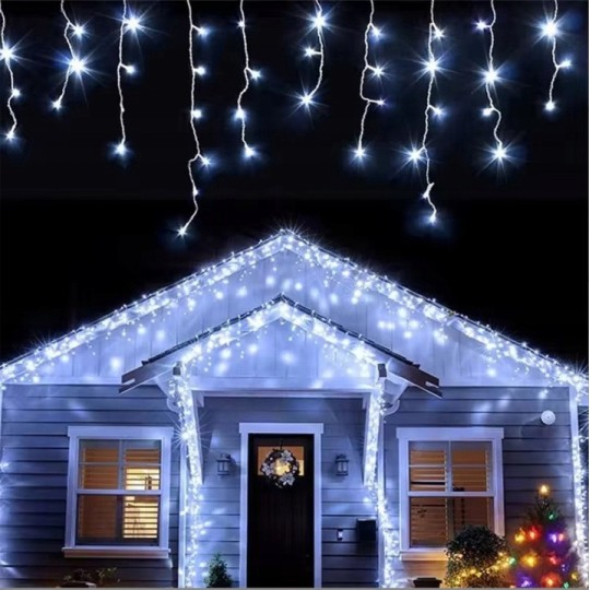 Függő fényfüzér, jégcsapok, 1000 LED, hideg fehér