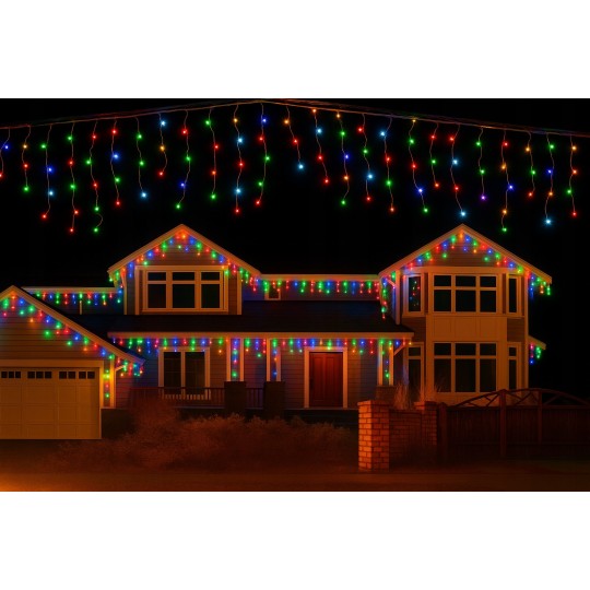 Színes világító jégcsapok, 300 LED