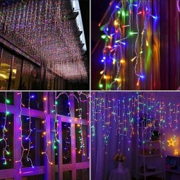 Színes világító jégcsapok, 300 LED