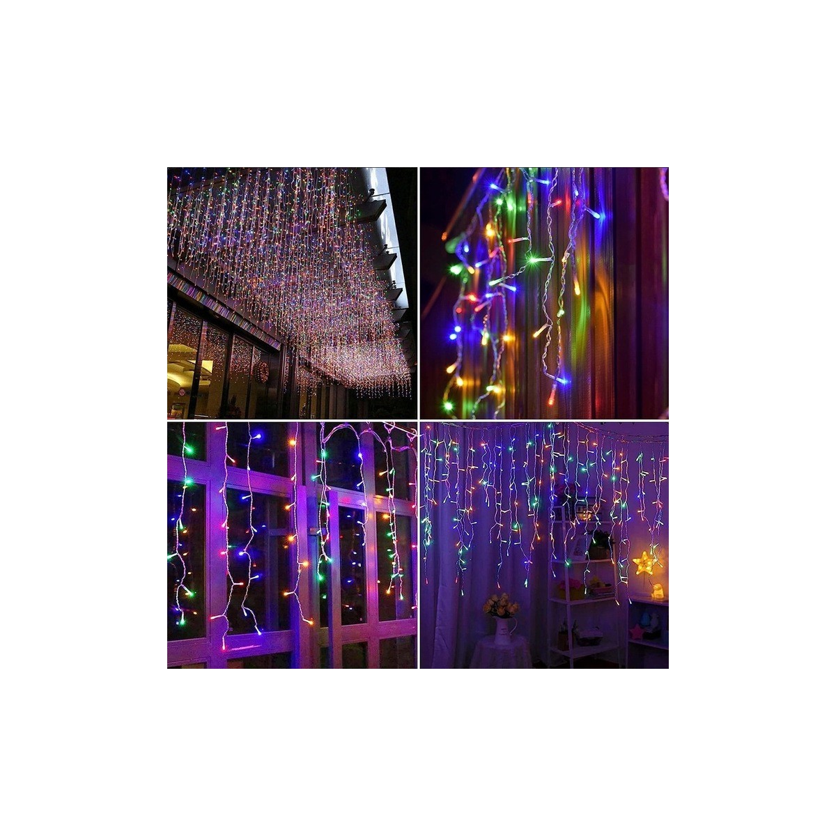 Színes világító jégcsapok, 300 LED