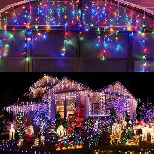 Színes világító jégcsapok, 300 LED