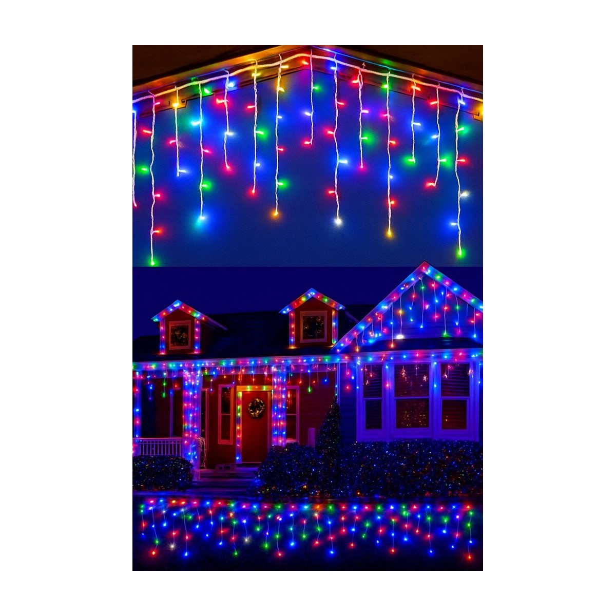 Színes világító jégcsapok, 500 LED