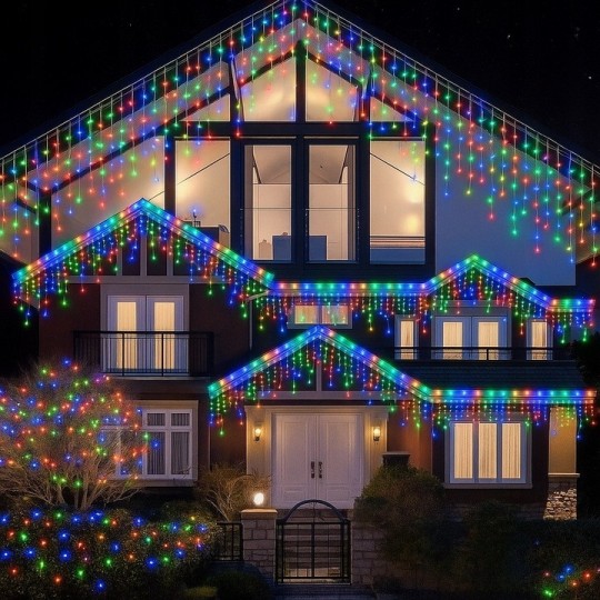 Színes világító jégcsapok, 500 LED