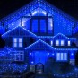 Fényfüzér, jégcsapok, 300 LED, kék, kültéri és beltéri használatra