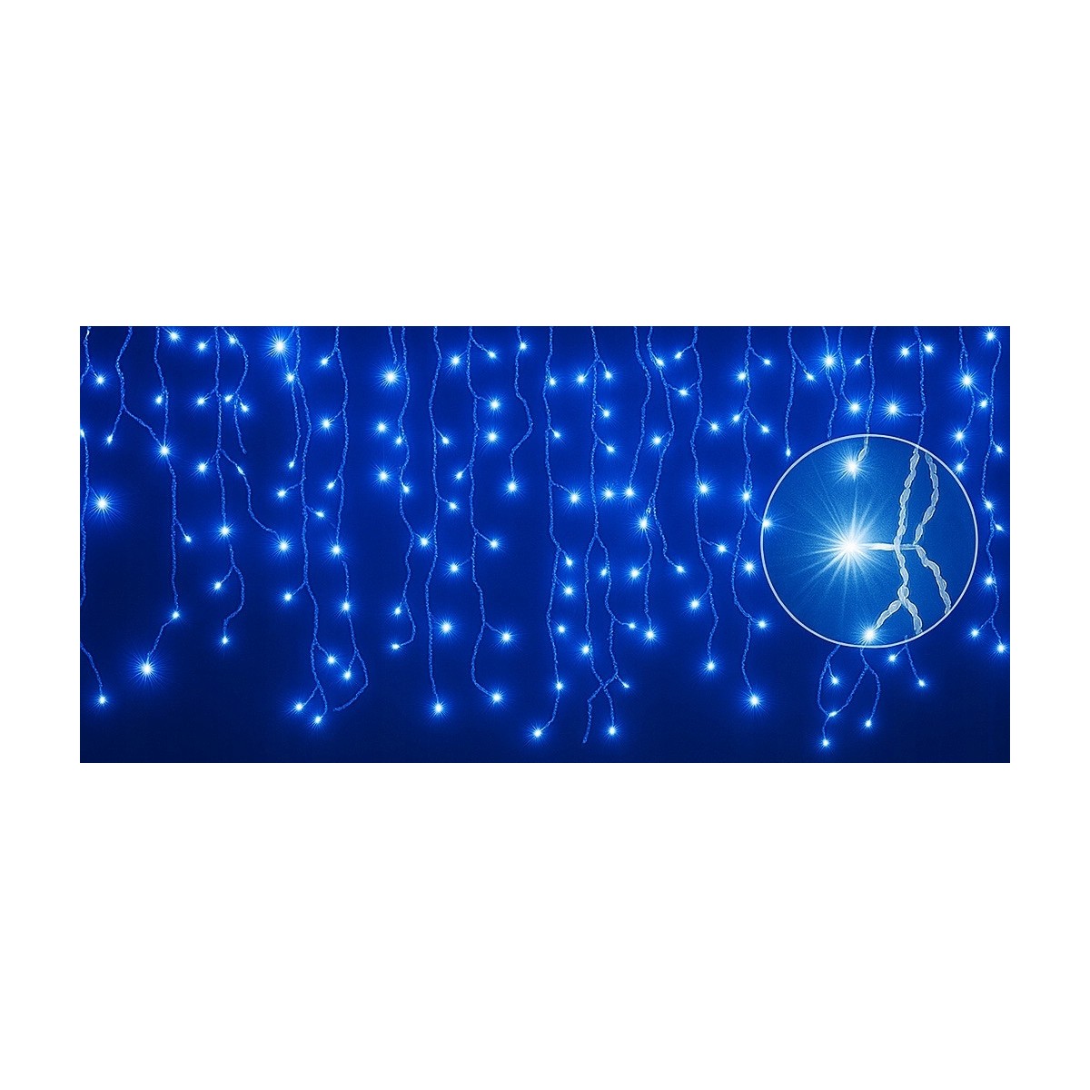 Fényfüzér, jégcsapok, 300 LED, kék, kültéri és beltéri használatra