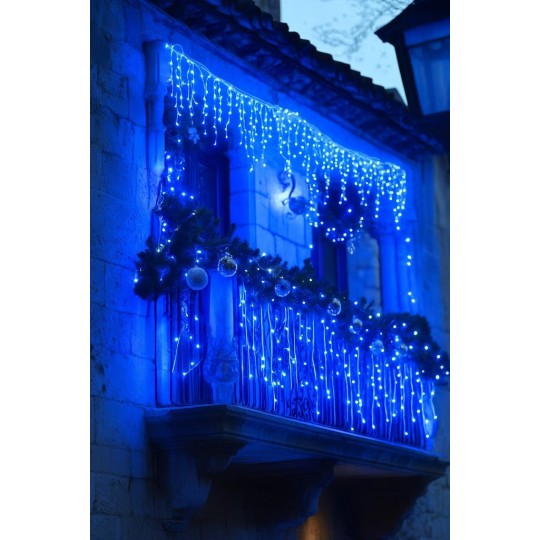 Fényfüzér, jégcsapok, 1000 LED, kék, beltéri és kültéri használatra