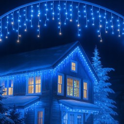 Fényfüzér, jégcsapok, 1000 LED, kék, beltéri és kültéri használatra