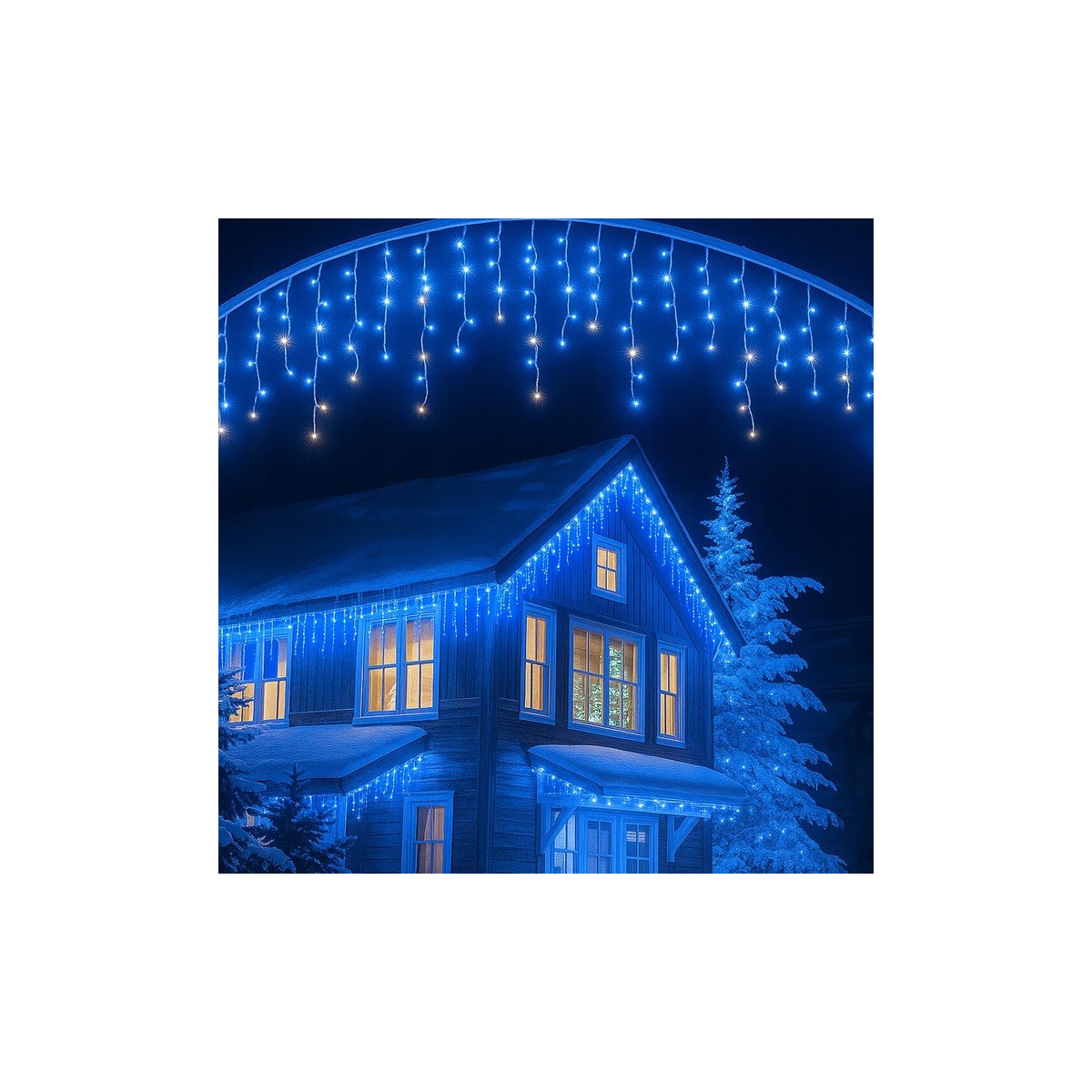 Fényfüzér, jégcsapok, 1000 LED, kék, beltéri és kültéri használatra