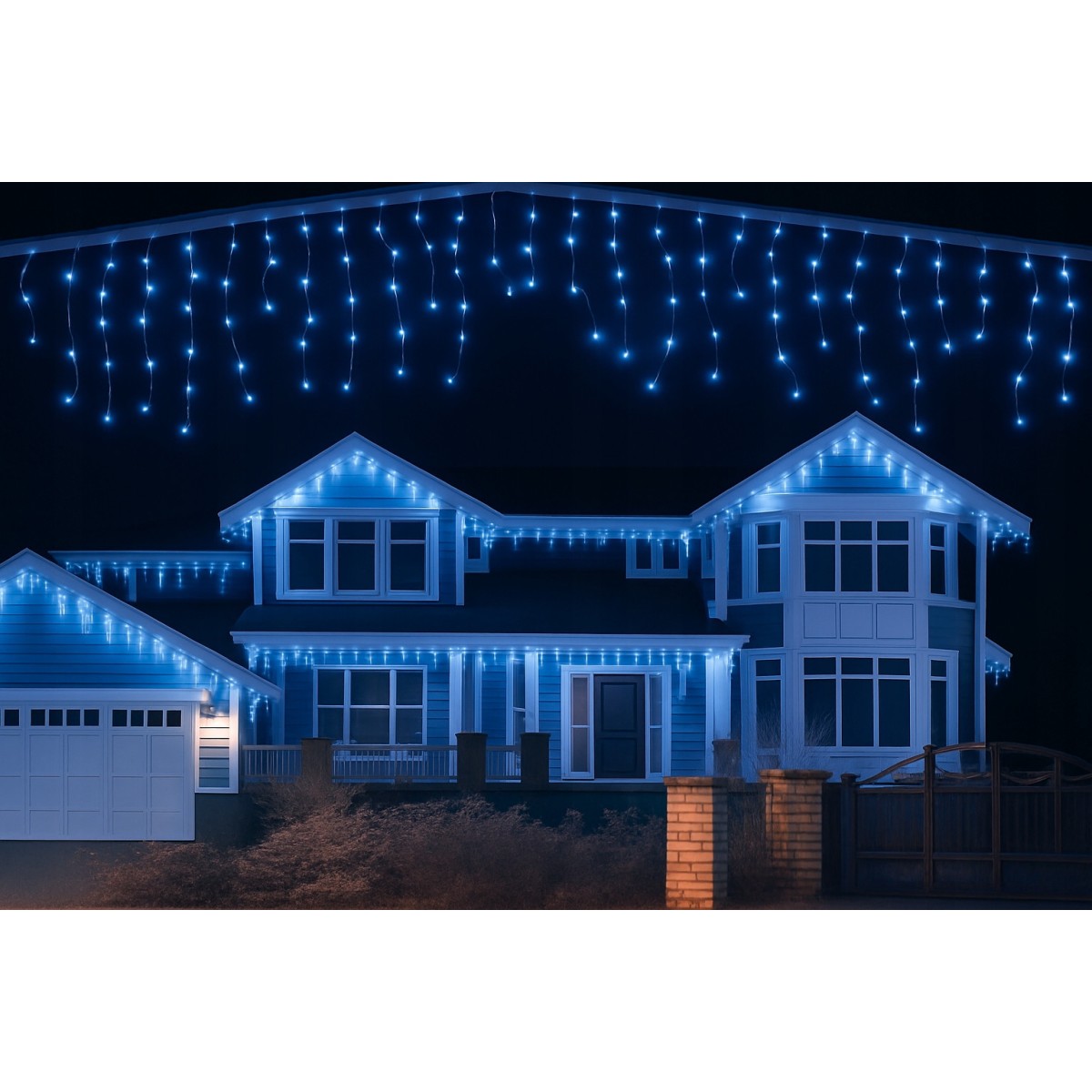 Fényfüzér, jégcsapok, 1000 LED, kék, beltéri és kültéri használatra