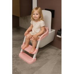 Rózsaszín állítható és összecsukható gyermek WC-fellépő reduktorral