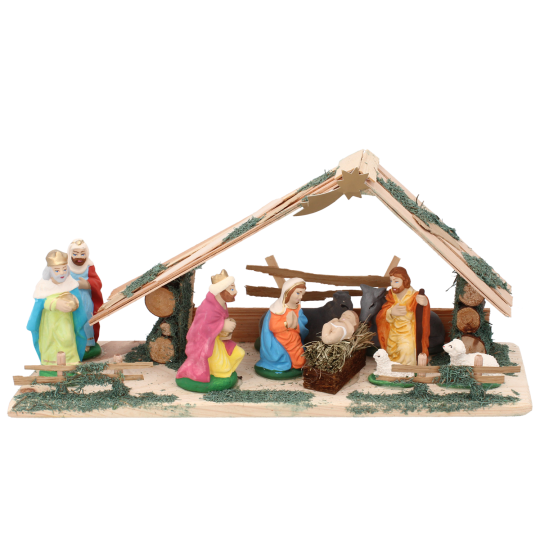 Nagy 3D Betlehem figurákkal 35x15x12