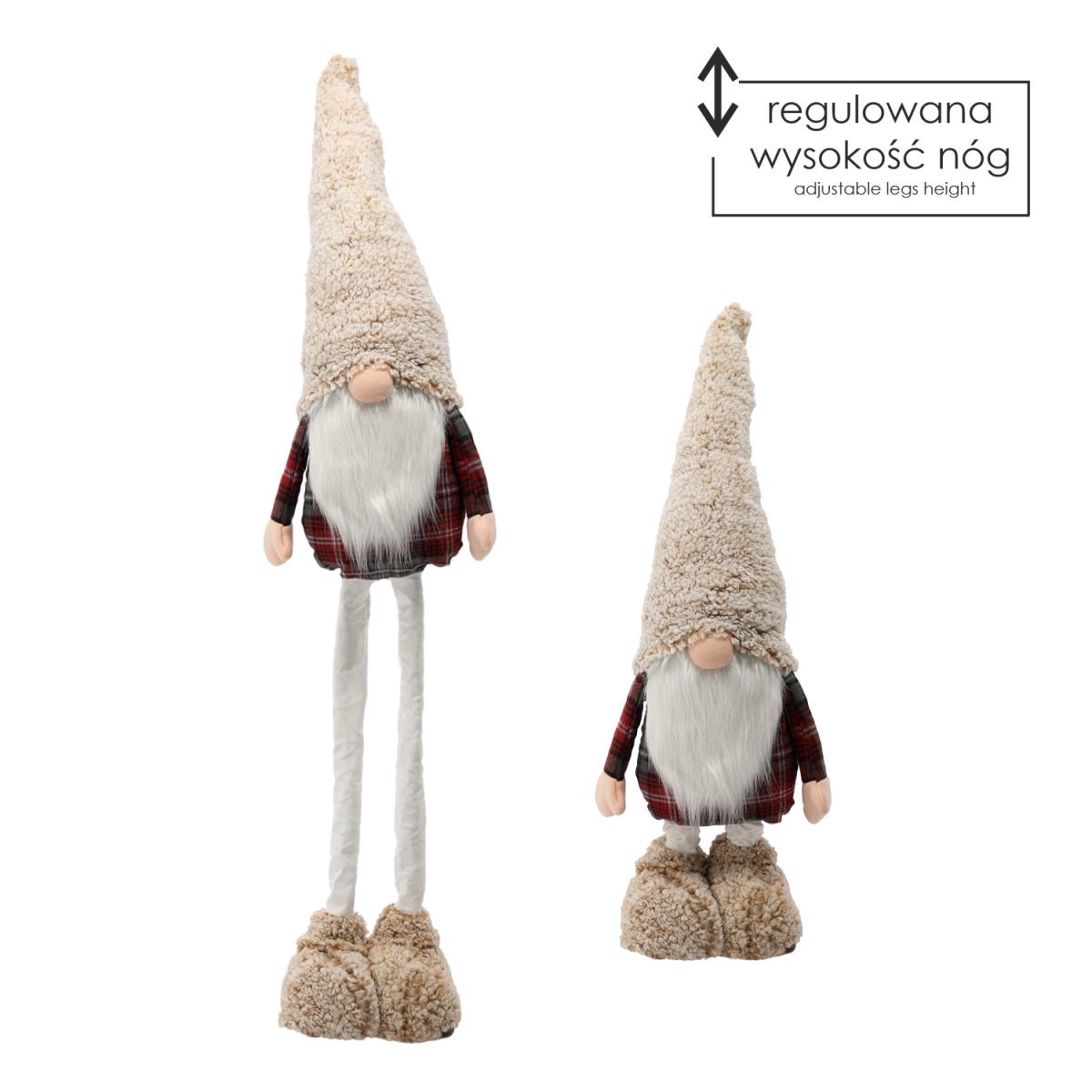 Piros karácsonyi rénszarvas állítható lábakkal 90 - 138 cm
