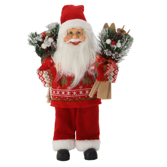 Mikulás figura sílécekkel, 40 cm