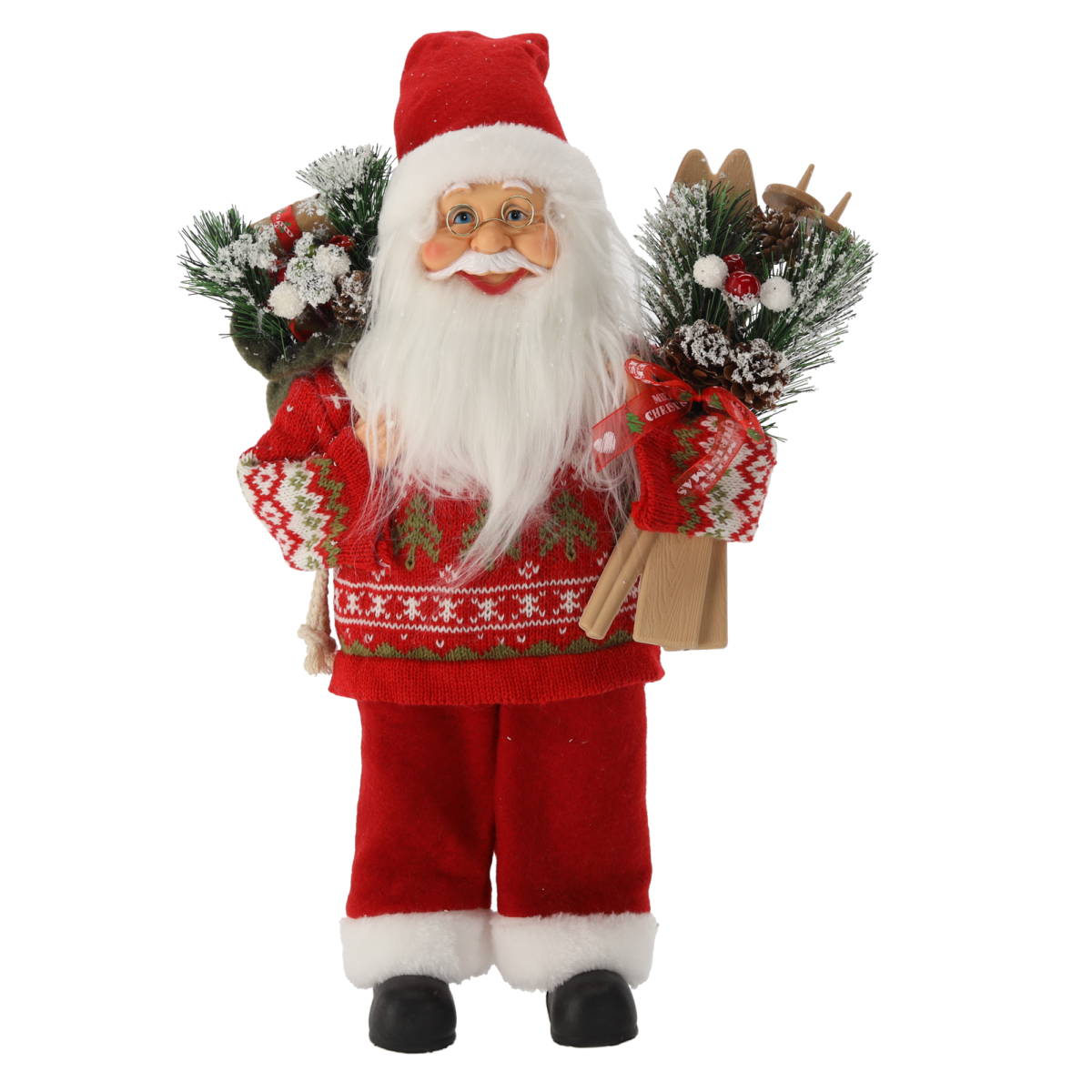 Mikulás figura sílécekkel, 40 cm