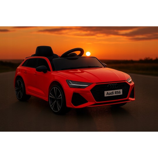 Luxusos piros elektromos Audi RS6 kisautó