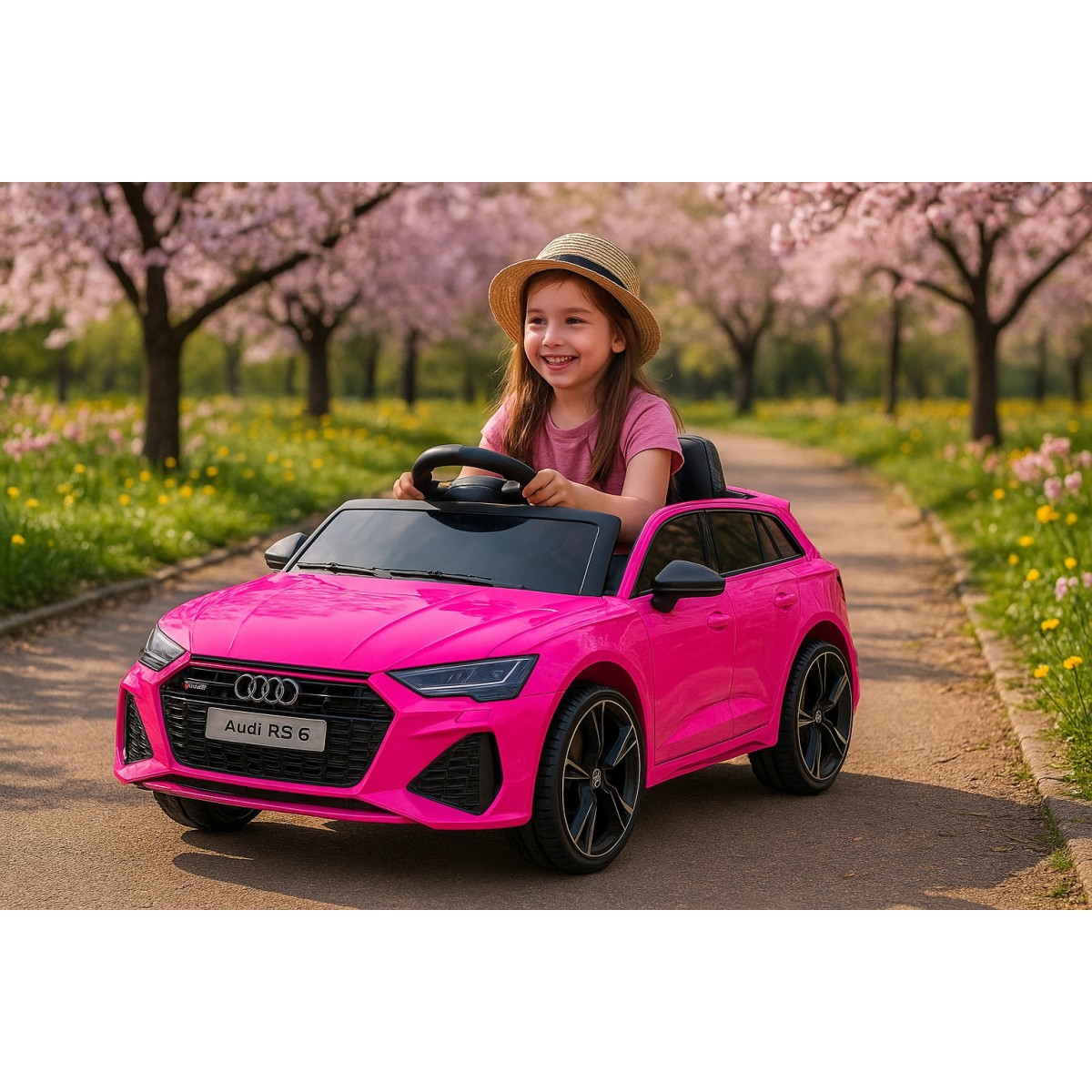 Luxus elektromos Audi RS6 játékautó rózsaszínben