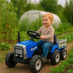 Kék traktor gyerekeknek pótkocsival