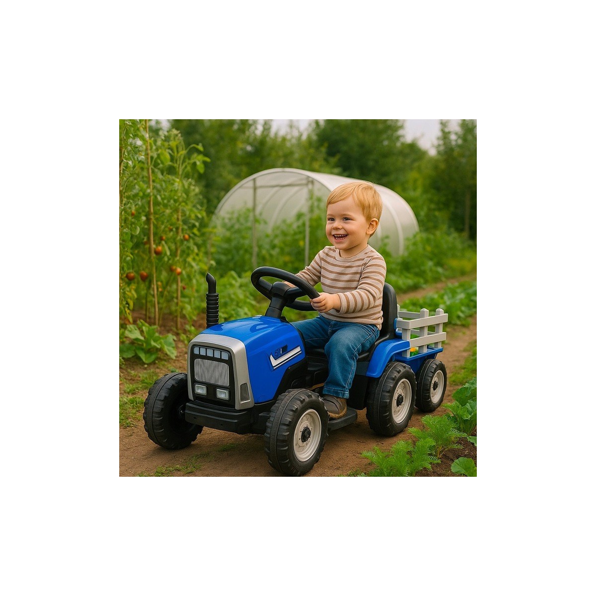 Kék traktor gyerekeknek pótkocsival