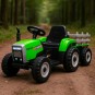 Zöld színű gyerek traktor utánfutóval