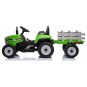 Zöld színű gyerek traktor utánfutóval