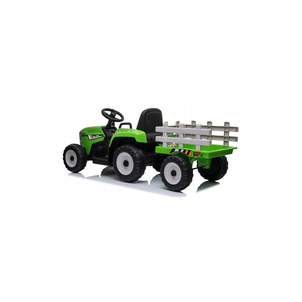 Zöld színű gyerek traktor utánfutóval