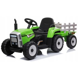 Zöld színű gyerek traktor utánfutóval