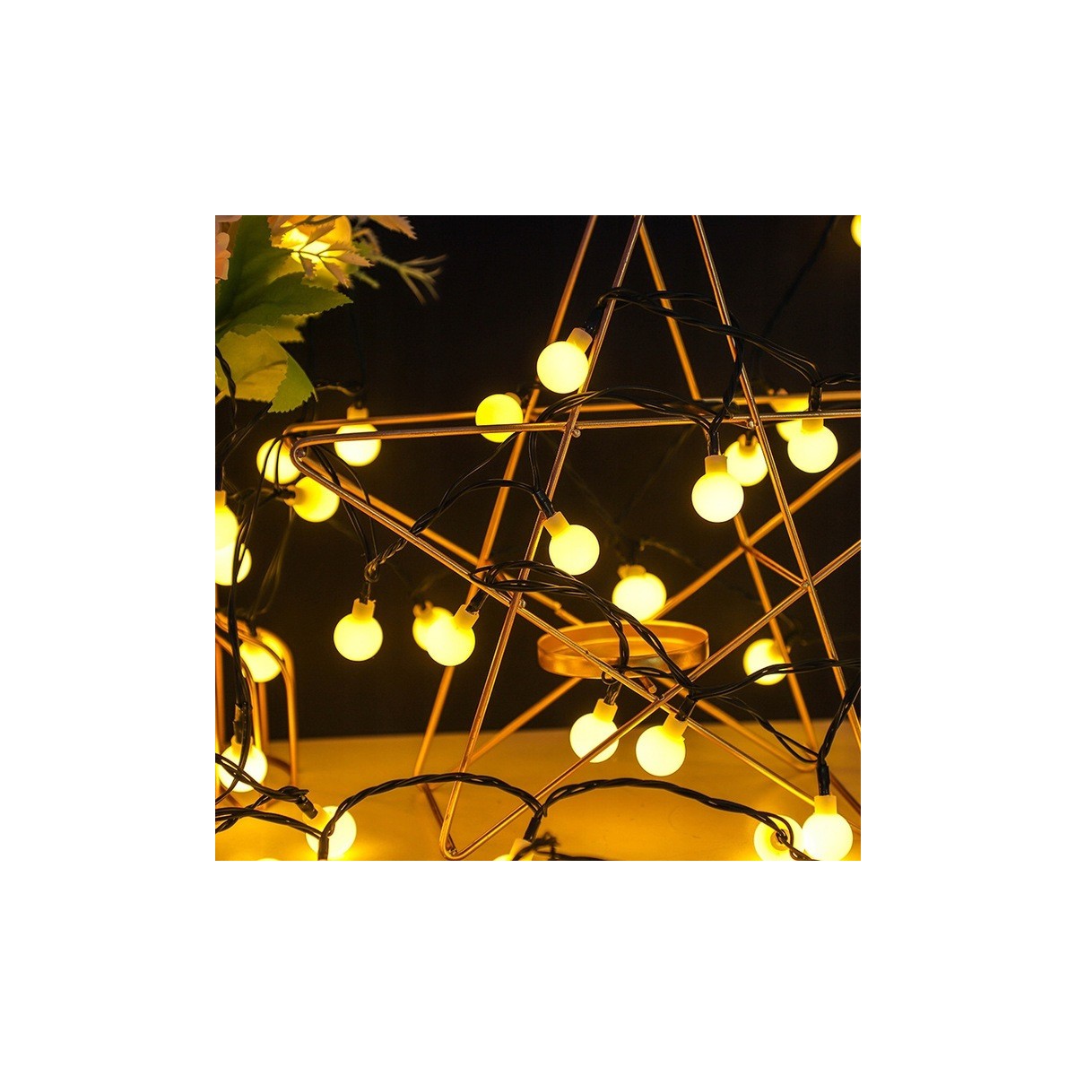 Gömb fényfüzér, 100 LED, meleg fehér