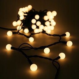 Gömb fényfüzér, 100 LED, meleg fehér