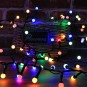 Színes gömb alakú fényfüzér, 100 LED, 10 m