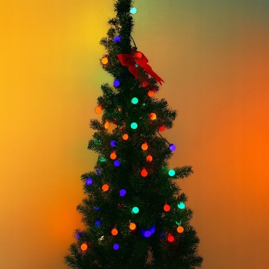 Színes gömb alakú fényfüzér, 100 LED, 10 m