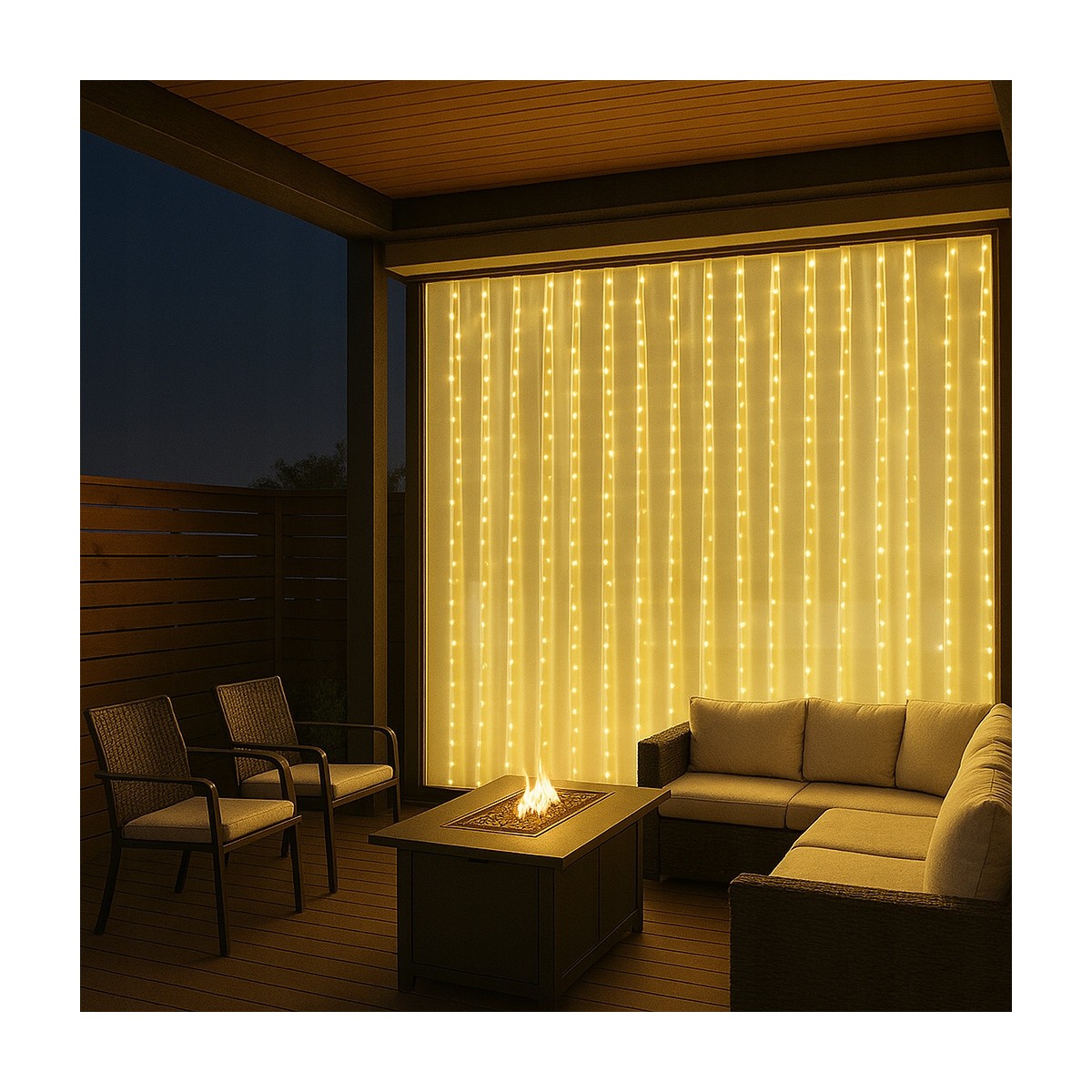 Fényfüggöny 300LED, 3x3, meleg fehér