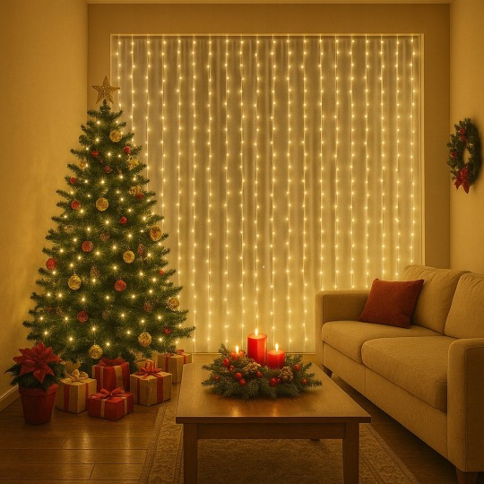 Fényfüggöny 300LED, 3x3, meleg fehér