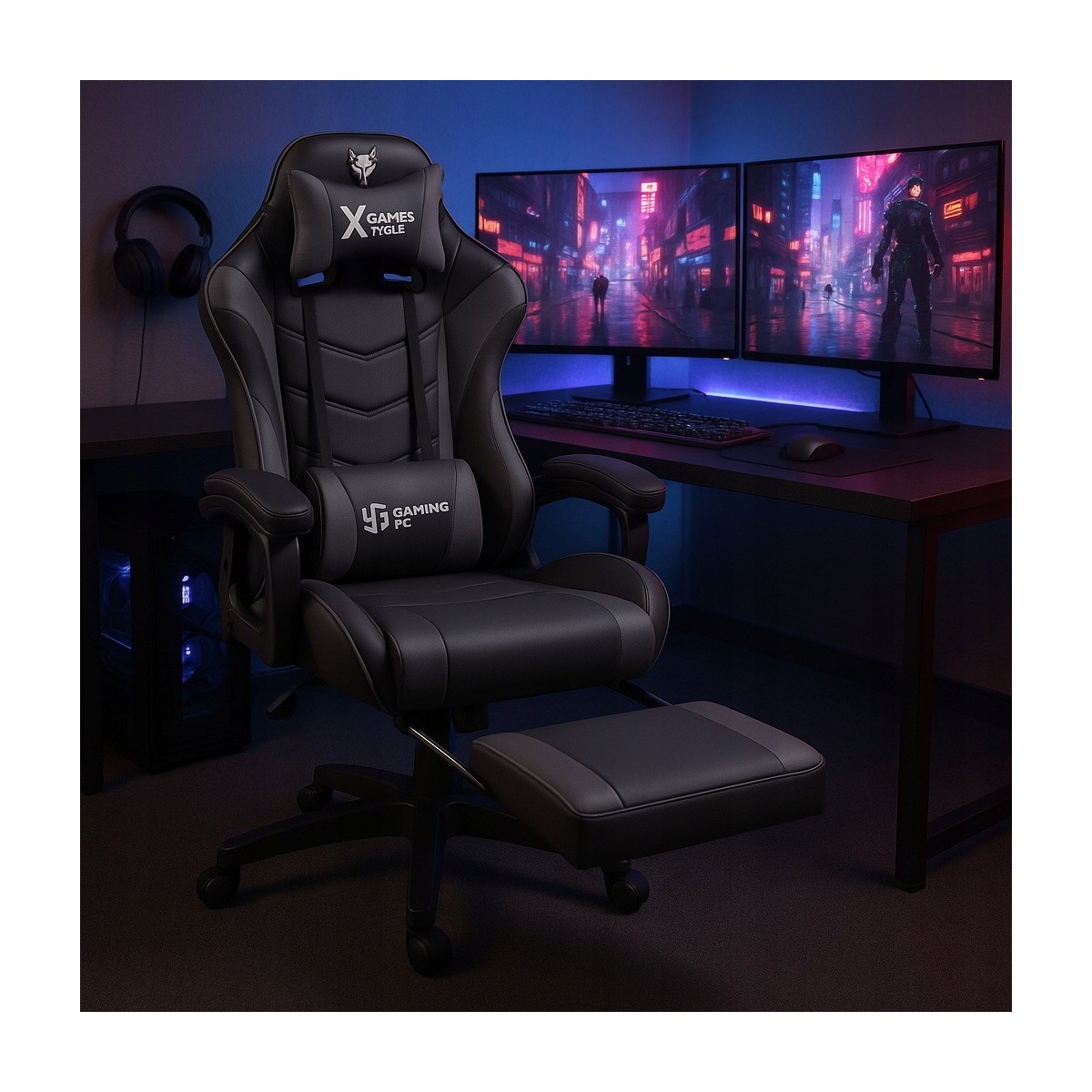 Állítható szürke gamer szék