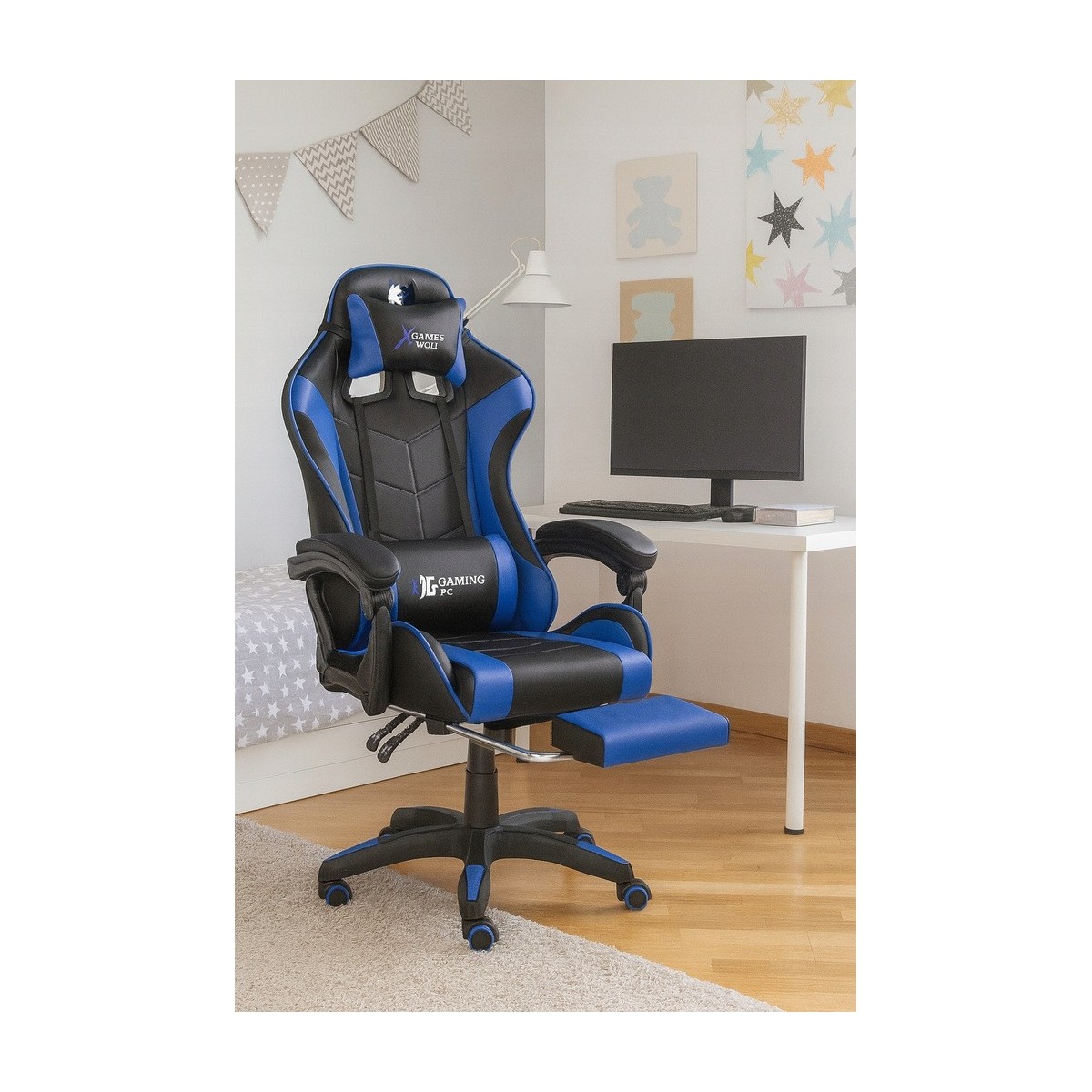 Kék gamer szék PC-hez