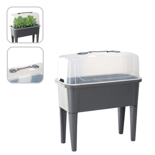 Elegáns üvegházi asztal fedéllel 76 x 38 x 83 cm ANTRACIT