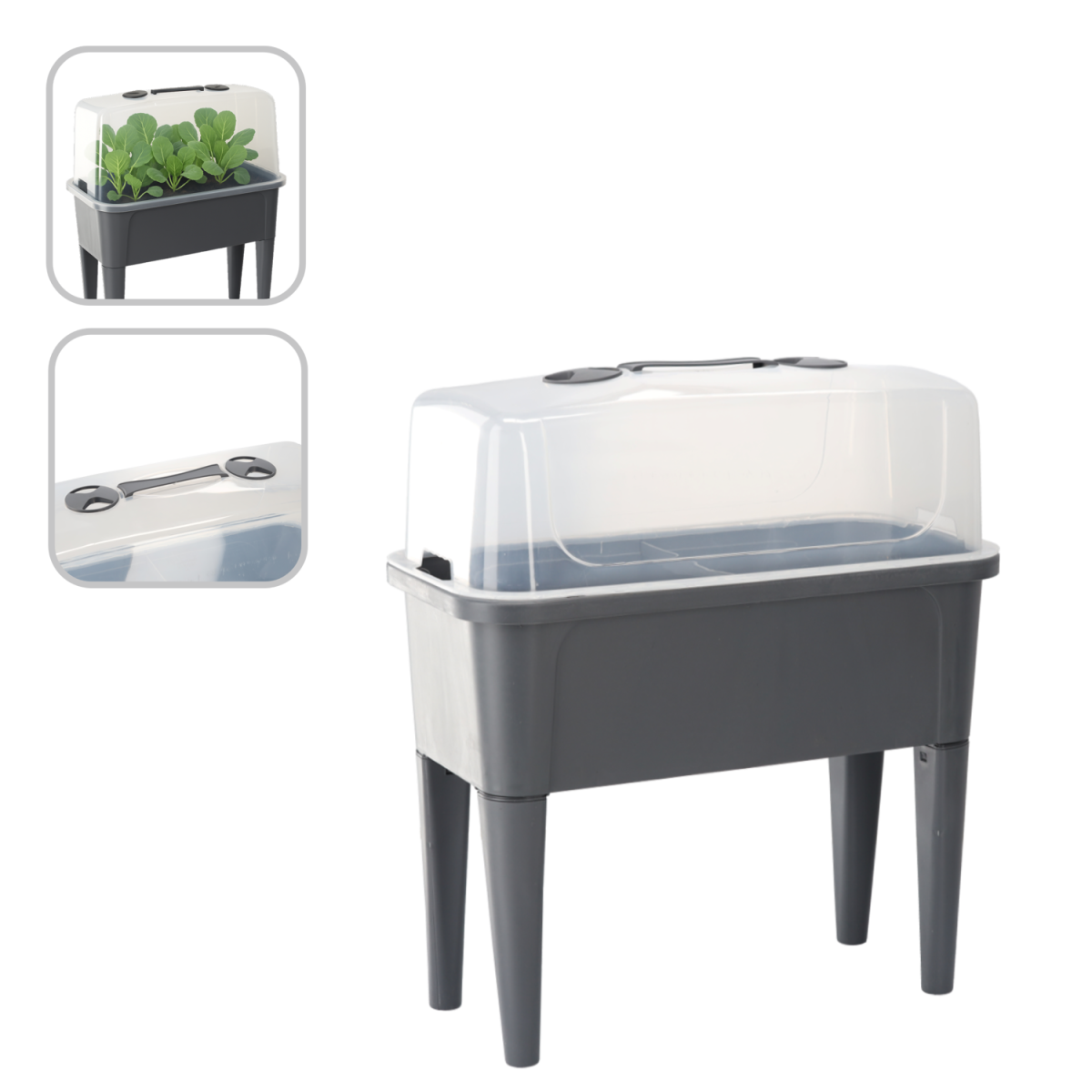 Elegáns üvegházi asztal fedéllel 76 x 38 x 83 cm ANTRACIT