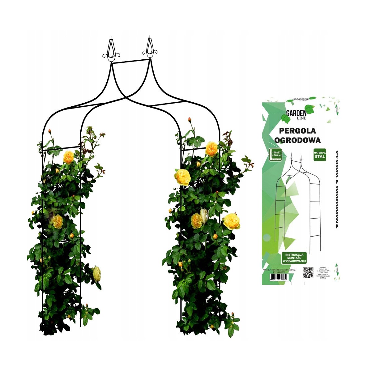 Kerti pergola 150 x 37 x 240 CM rögzítéssel