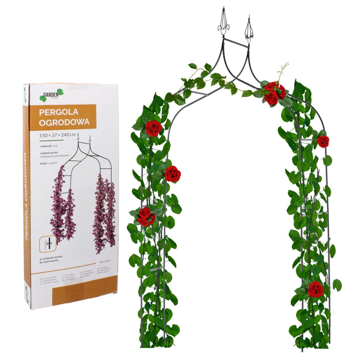 Kerti pergola 150 x 37 x 240 CM rögzítéssel