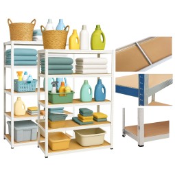 Fém raktári állvány RM01 – 5 polccal, 150×75×30 cm, teherbírás 875 kg