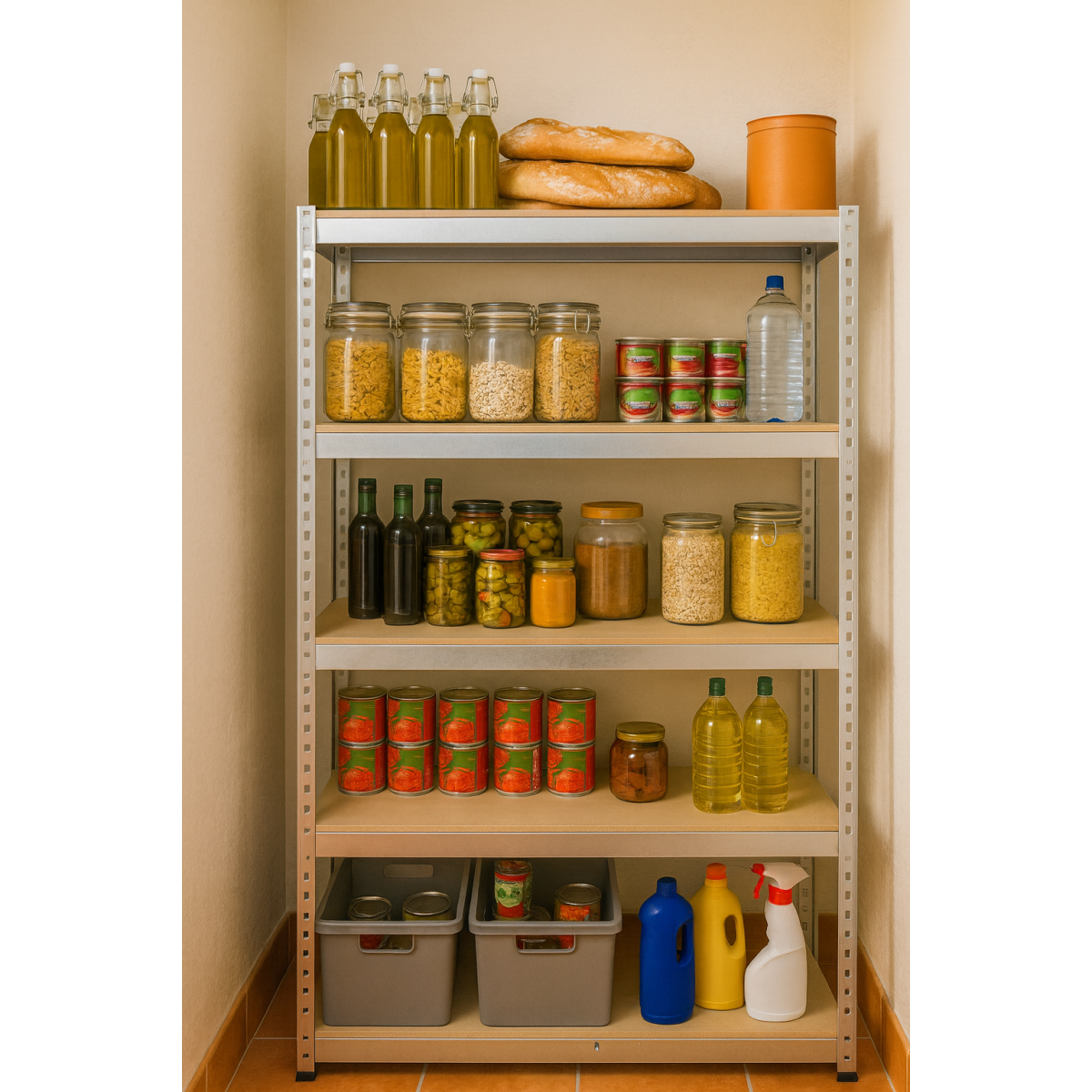2 darab- Fém raktári állvány RM01 – 5 polc, 150×75×30 cm, teherbírás 875 kg