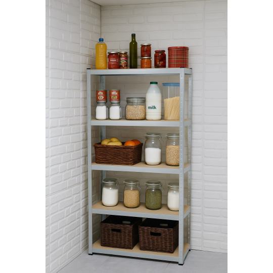 Horganyzott fém állvány 180×90×40 cm, 5 polcos, Teherbírás 875 kg, Csavarmentes