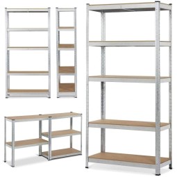 Horganyzott fém állvány 180×90×40 cm, 5 polcos, Teherbírás 875 kg, Csavarmentes
