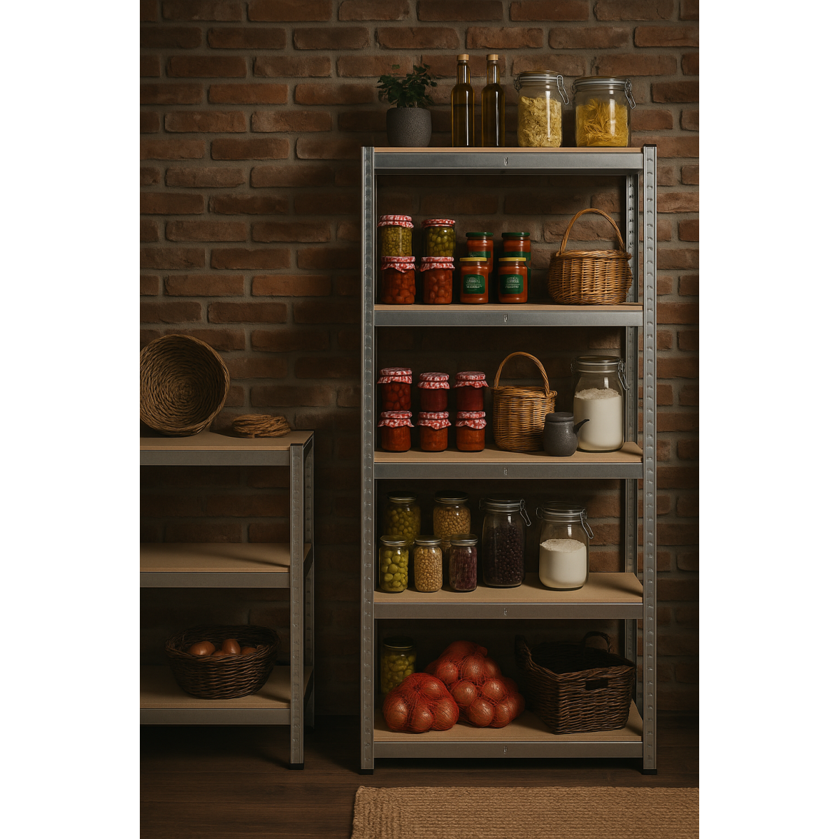 2 darab - Horganyzott fém állvány 180×90×40 cm, 5 polcos, Teherbírás 875 kg, Csavarmentes
