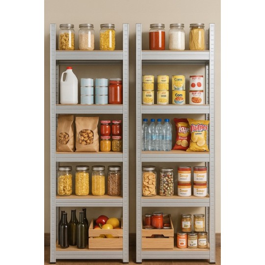 Keskeny fém állvány 180×40×40 cm | 5 polcos | Teherbírás 875 kg | Csavarmentes