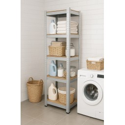 Keskeny fém állvány 180×40×40 cm | 5 polcos | Teherbírás 875 kg | Csavarmentes